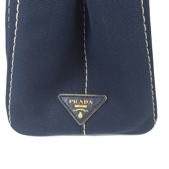 Prada Tote Bag Canapa Canvas 2way Navy Diagonal Shoulder - Picture 7 of 7